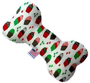 Christmas Cupcakes Canvas Bone Dog Toy (size: 10 Inch)