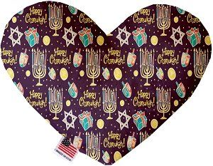 Happy Chanukah Canvas Heart Dog Toy (size: 6 Inch)