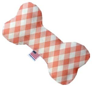 Peach Plaid Bone Dog Toy (size: 10 Inch)