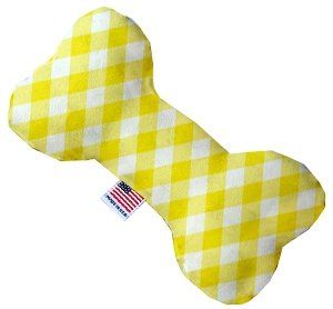 Yellow Plaid Bone Dog Toy (size: 10 Inch)