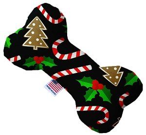Candy Cane Chaos Canvas Bone Dog Toy (size: 8 Inch)