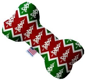 Chevron Christmas Trees Canvas Bone Dog Toy (size: 8 Inch)