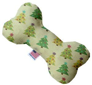 Cutesy Christmas Trees Canvas Bone Dog Toy (size: 8 Inch)
