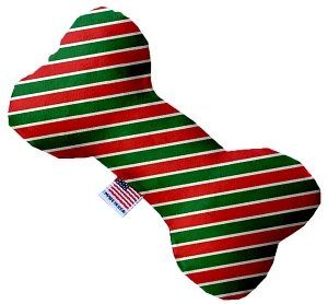 Christmas Stripes Canvas Bone Dog Toy (size: 8 Inch)