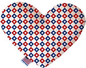 Patriotic Checkered Stars Canvas Heart Dog Toy (size: 8 Inch)
